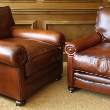 Pair of Antique Leather Club Chairs